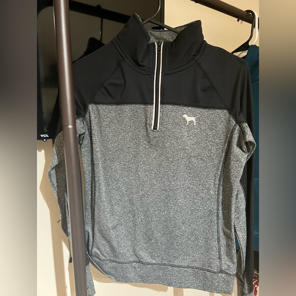 black & grey half zip up, small, pink